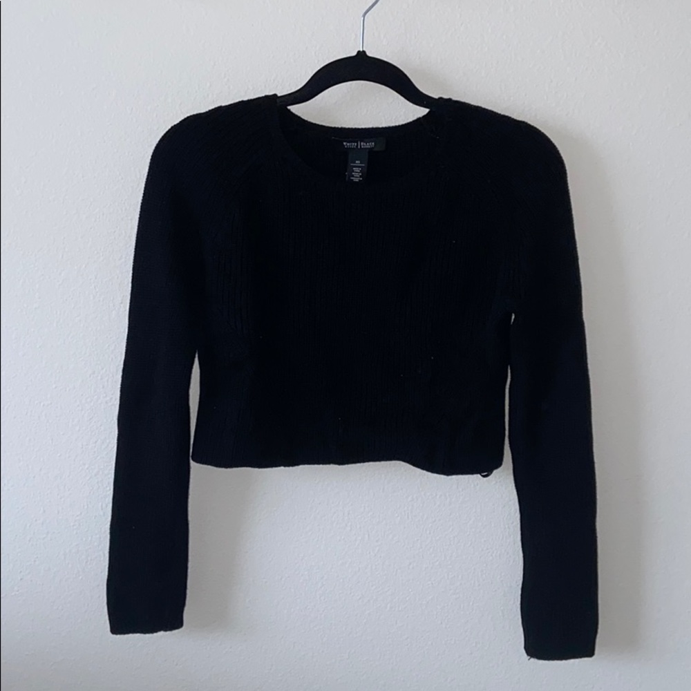 *SOLD* WHBM Black Cropped Knit Sweater